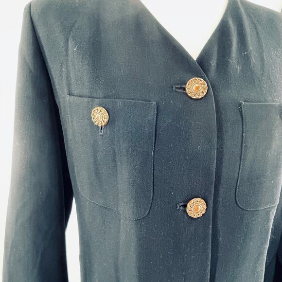 Episode Carolyn Wight Freeman Vintage Black Wool Classic Long Jacket Blazer 4 - Picture 8 of 16